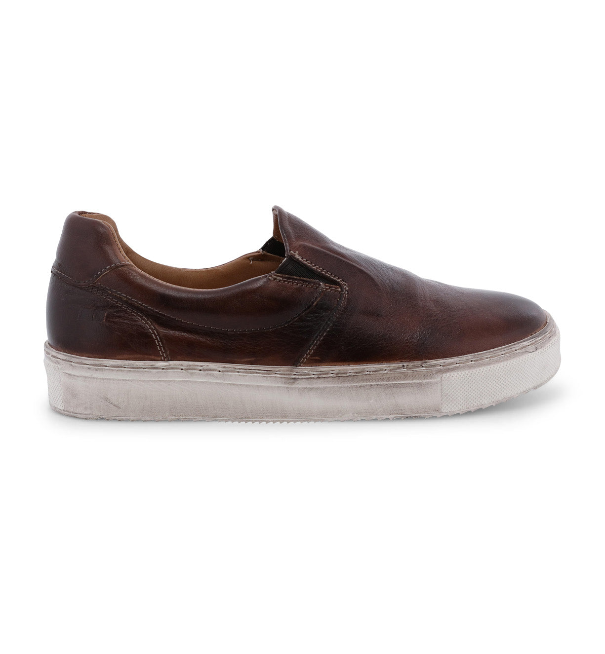 Women's brown leather Bed Stu Hermione slip on sneakers.