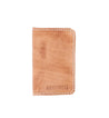 A Heston by Bed Stu tan leather card holder on a white background.