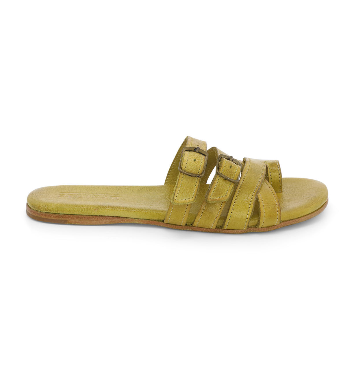 Yellow Hilda sandals with buckles from Bed Stu.