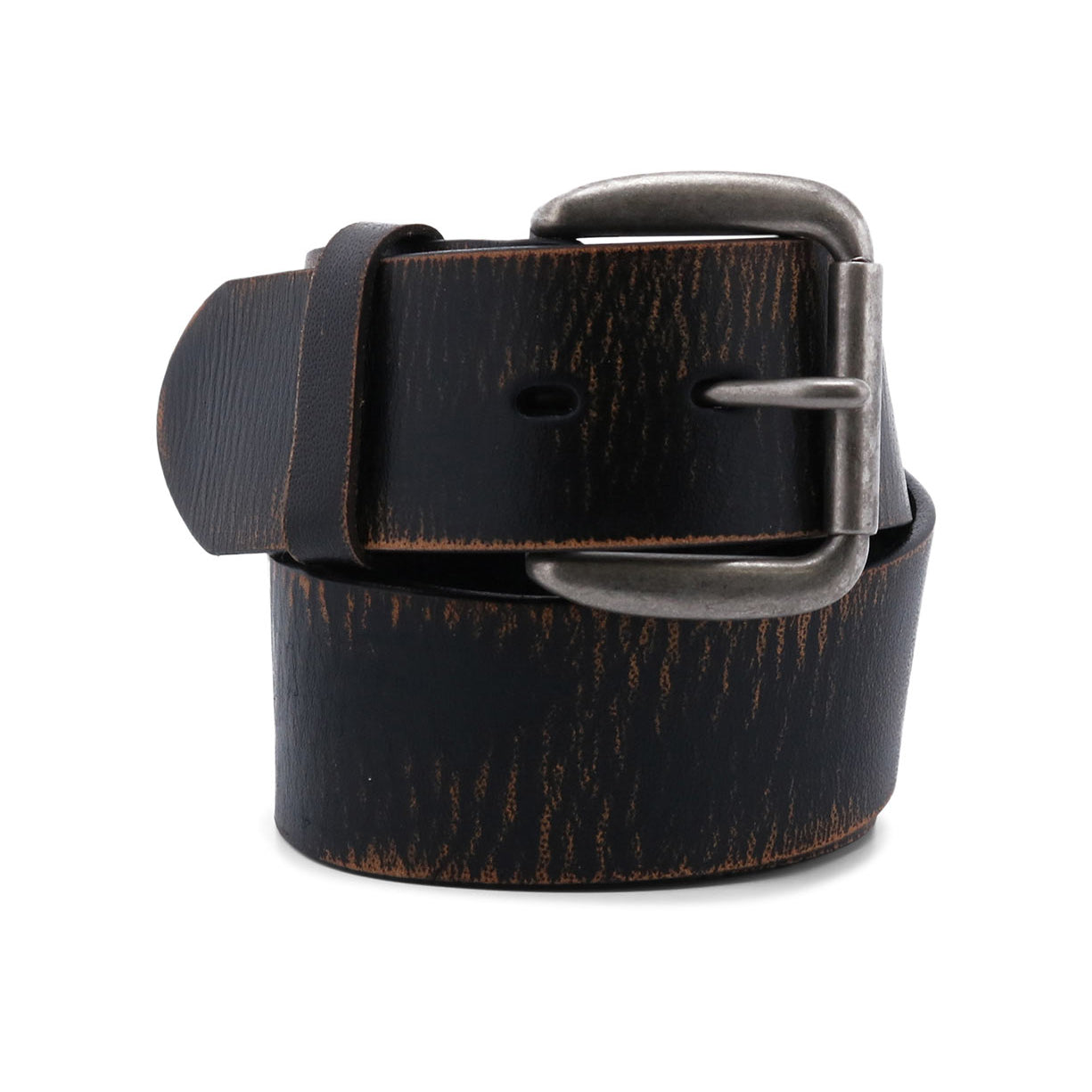 A Hobo black leather belt with a silver buckle from Bed Stu.