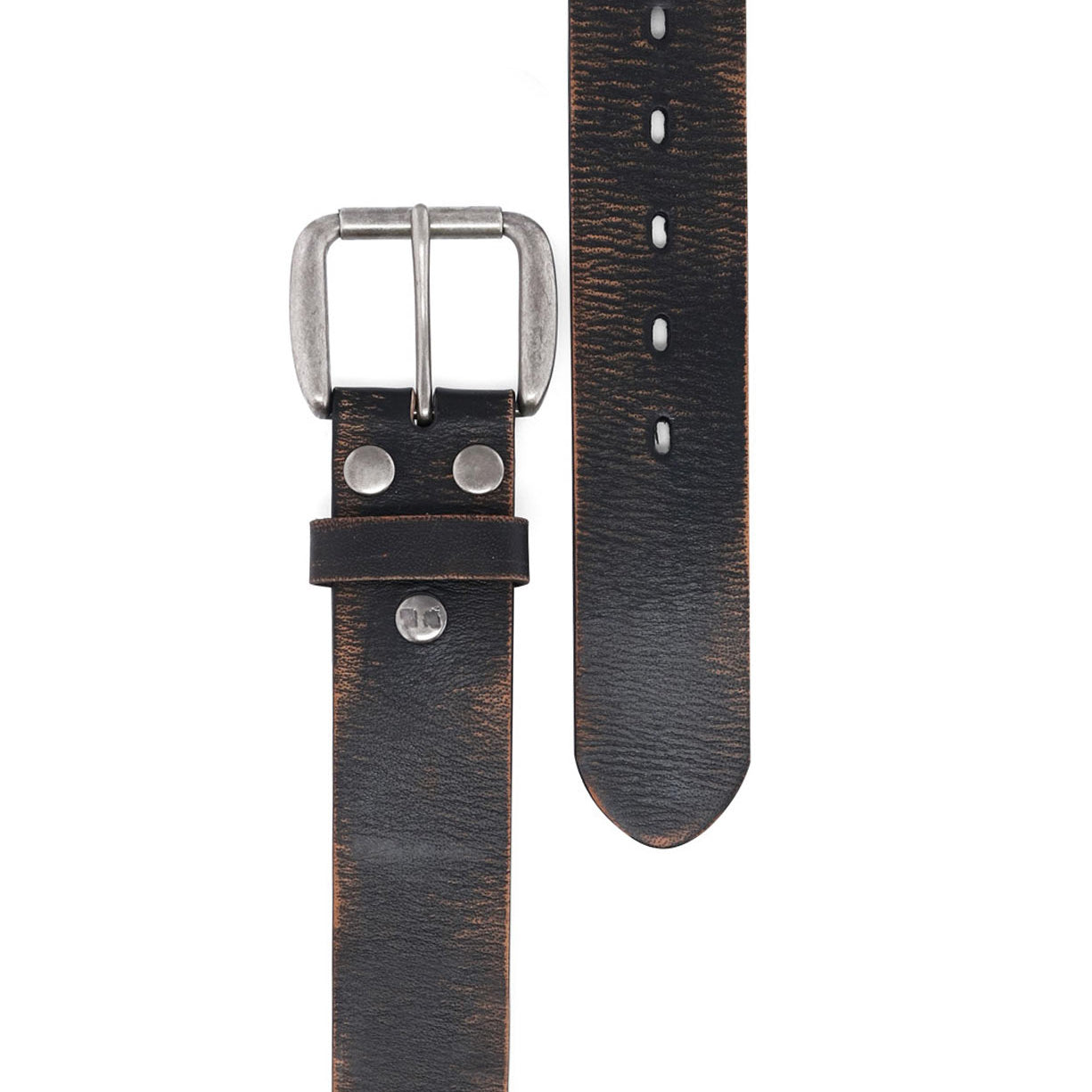 A Hobo black leather belt with a silver buckle by Bed Stu.