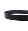 A Hobo black leather belt on a white background, made by Bed Stu.