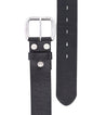 A Hobo black leather belt on a white background by Bed Stu