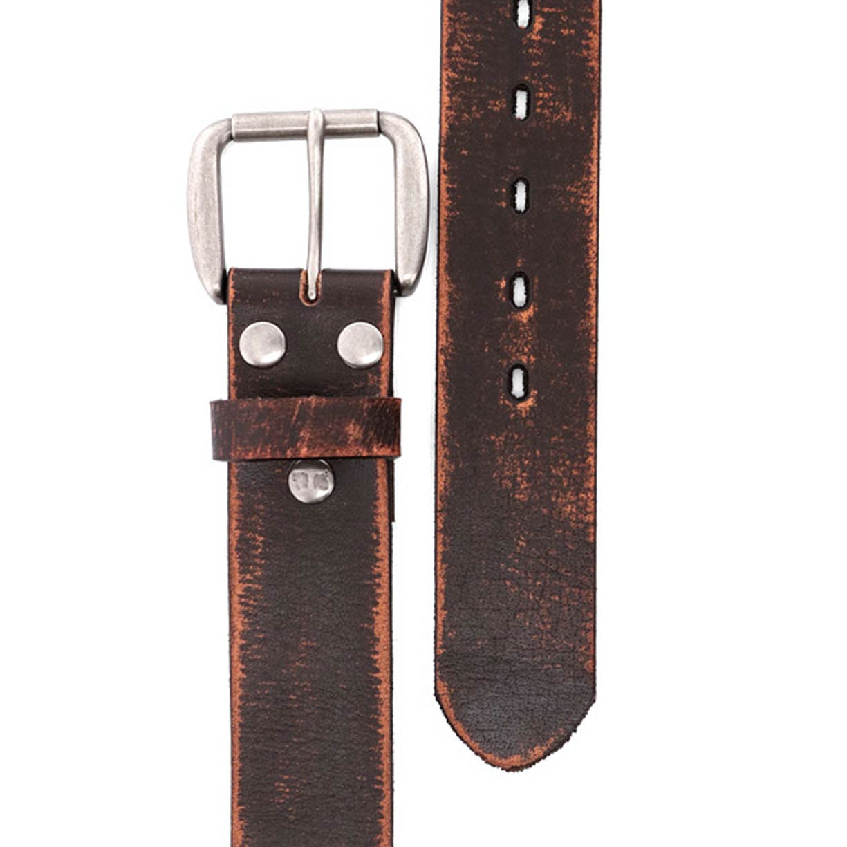 A Hobo brown leather belt with a silver buckle, by Bed Stu.