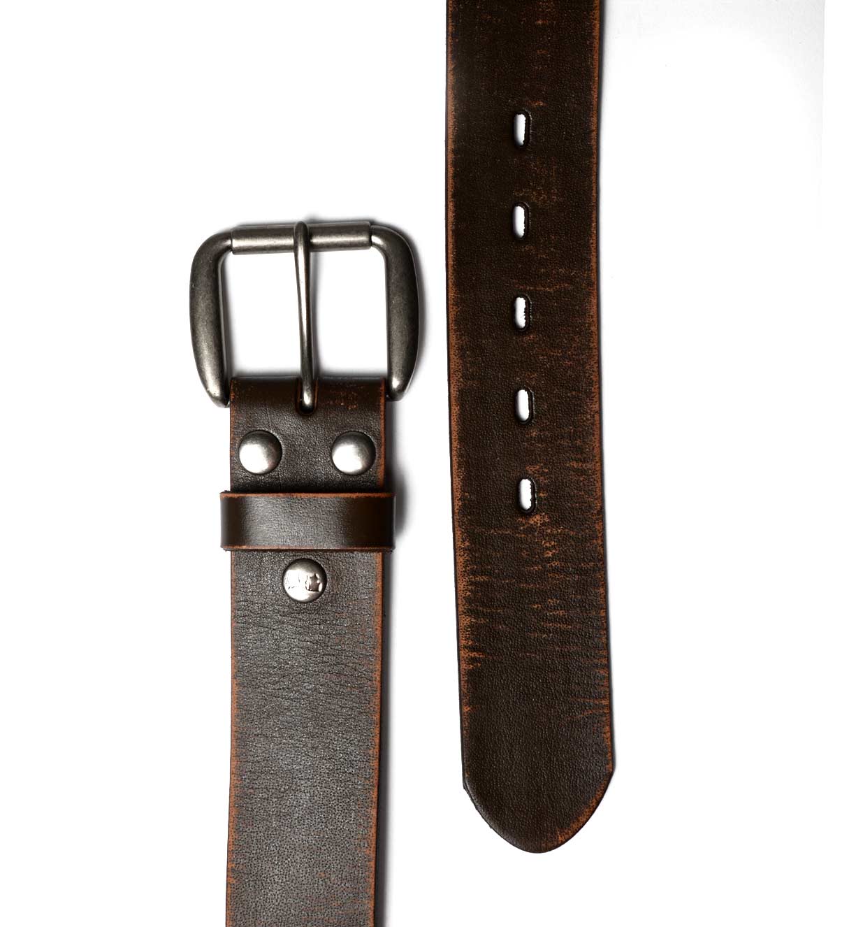 A Hobo brown leather belt with a metal buckle from Bed Stu.