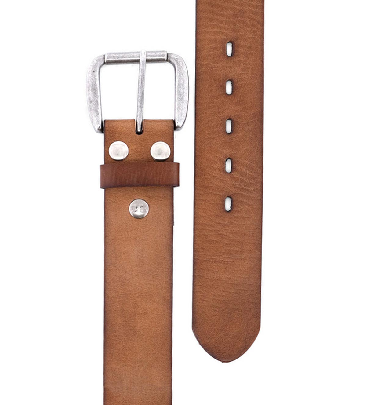 A Hobo tan leather belt with a metal buckle from Bed Stu.