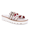 A women's white Holland sandal with two straps and a white sole by Bed Stu.