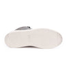 A pair of Bed Stu Honor grey sneakers with white soles on a white background.