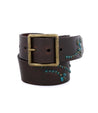 A Hudson belt with turquoise beads and a brass buckle. (Bed Stu)