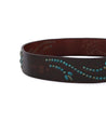 A brown Hudson belt with turquoise beads on it from the brand Bed Stu.