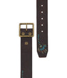 A brown leather Hudson belt with turquoise adornments from Bed Stu.