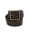 A brown leather Hudson belt with gold studs from Bed Stu.