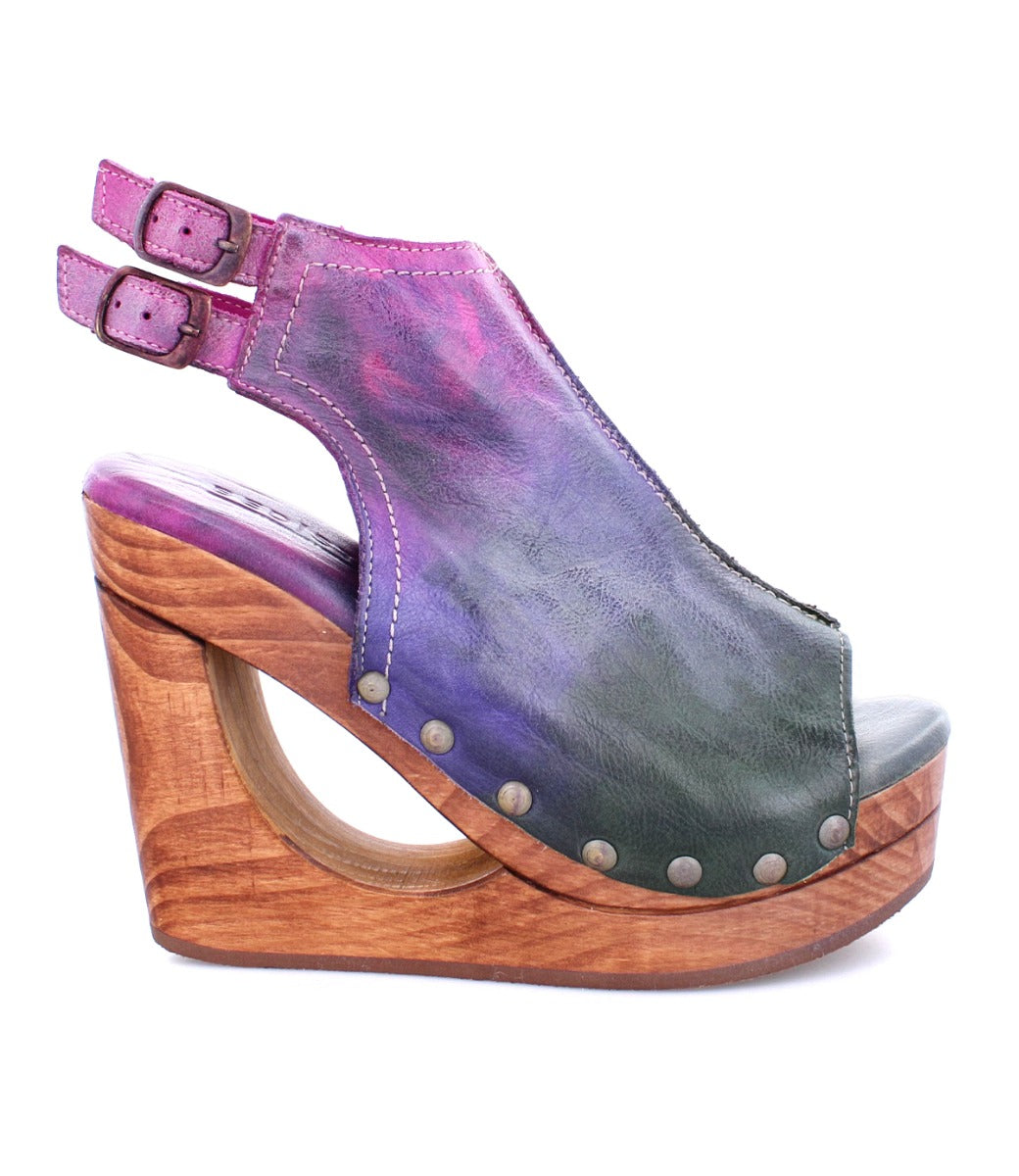 A pair of Imelda shoes with a wooden platform by Bed Stu.