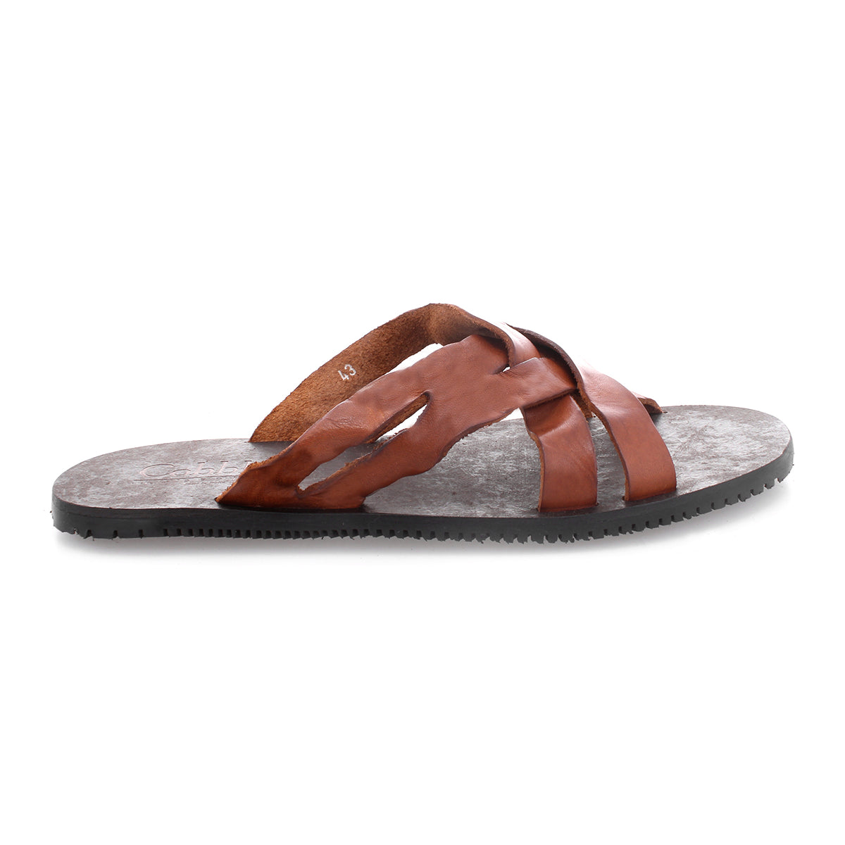 A pair of Impromptu sandals from Bed Stu, made of brown leather with woven leather straps, offering both casual style and comfort.