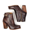 A pair of Isla brown leather ankle boots with a wooden heel by Bed Stu.