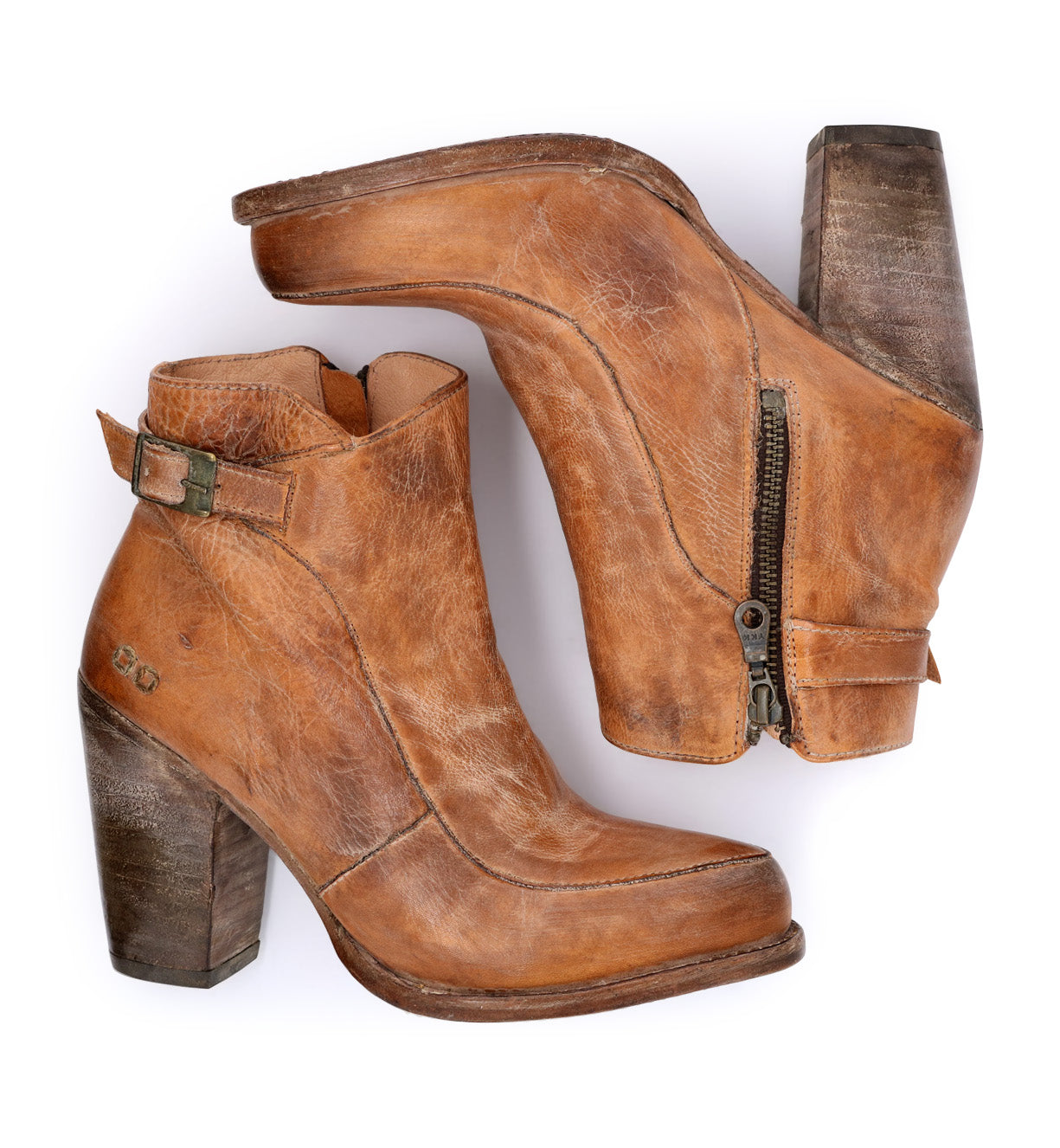 A pair of Isla Bed Stu tan leather ankle boots.