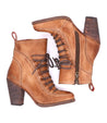 A pair of Bed Stu Izetta women's tan leather ankle boots.