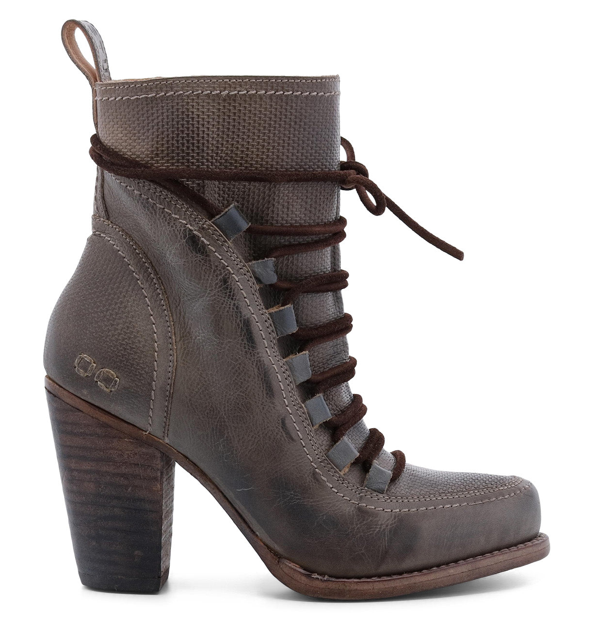 A women's Izetta ankle boot by Bed Stu with a wooden heel.