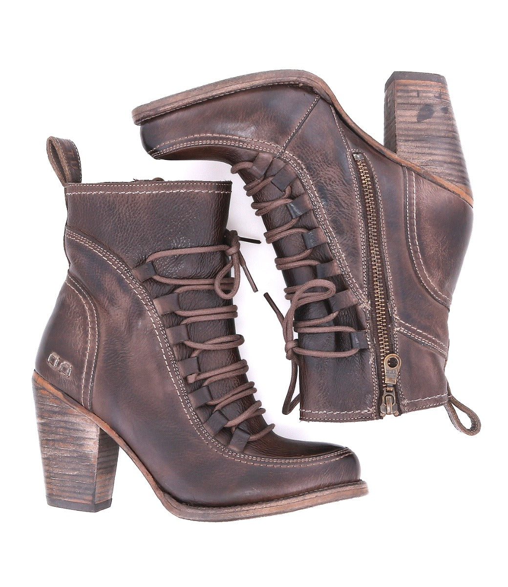 A pair of Bed Stu Izetta women's brown leather ankle boots.