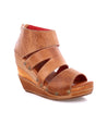 A women's tan wedge sandal with straps, the Jacey II by Bed Stu.