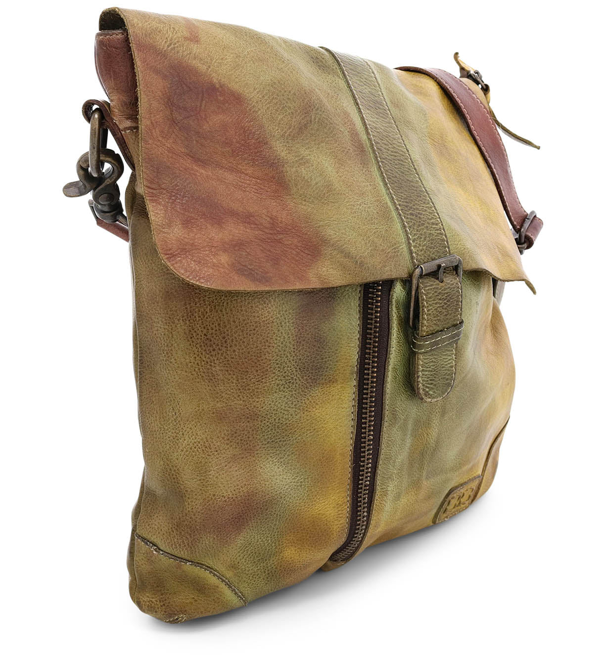 A Jack brown leather messenger bag with a brown leather strap by Bed Stu.