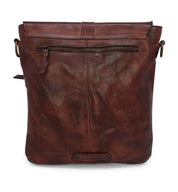 The Jack by Bed Stu brown leather crossbody bag is shown on a white background.
