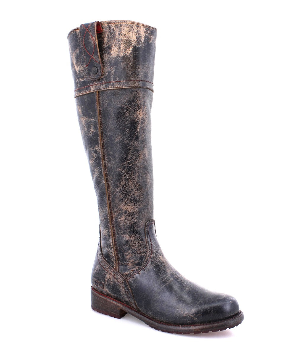 A women's black leather Jacqueline riding boot by Bed Stu.