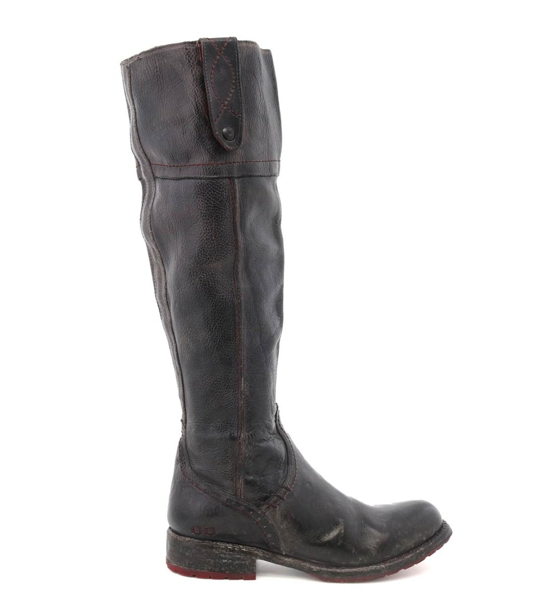A women's brown leather Jacqueline boot with a zipper on the side from Bed Stu.