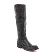 A women's black leather boot with red detailing called Jacqueline by Bed Stu.
