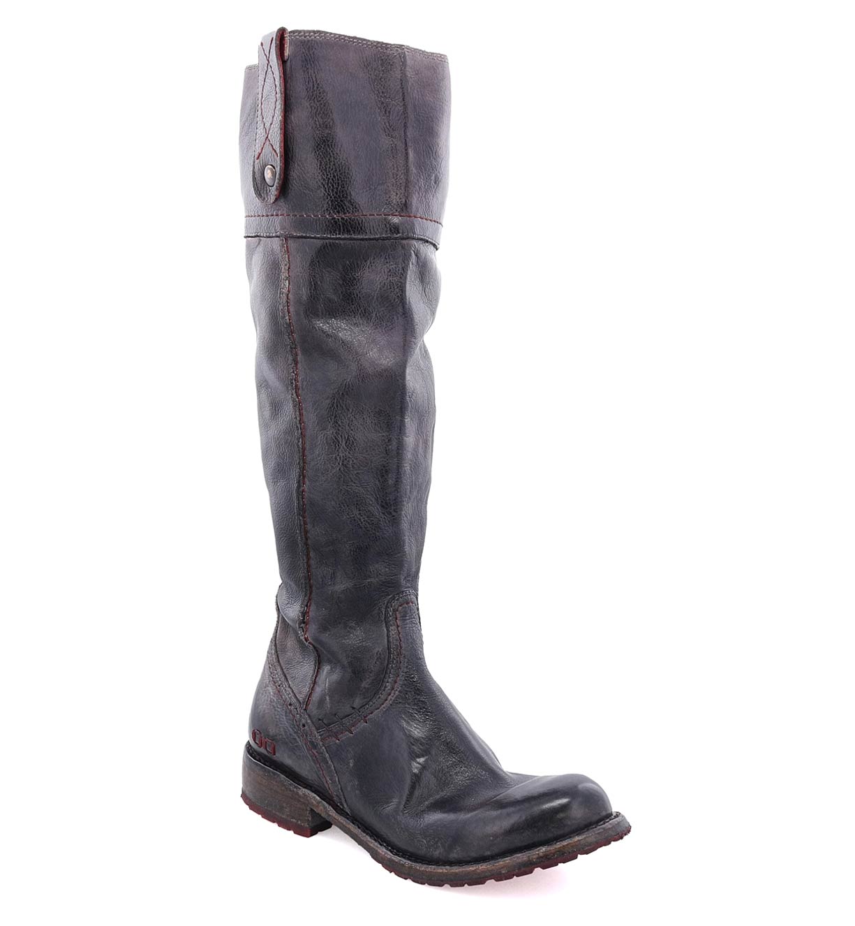 A pair of Bed Stu Jacqueline Wide Calf boots with a zipper on the side.