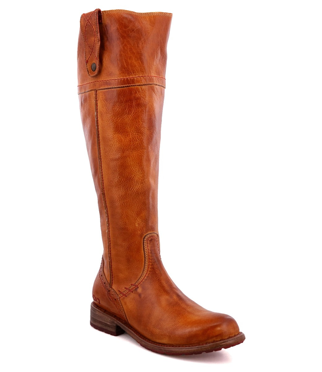 A women's Jacqueline Wide Calf riding boot by Bed Stu in tan leather.