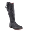 A women's black leather riding boot, the Janina by Bed Stu.