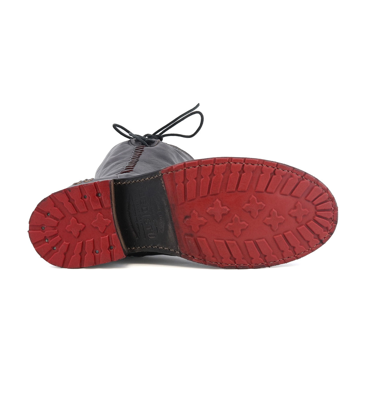 A pair of Janina shoes with red soles on a white background by Bed Stu.