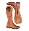 A pair of Janina riding boots with a tan leather upper by Bed Stu.