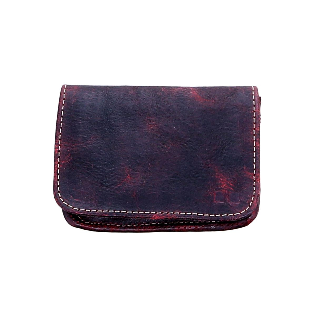 The Jeor by Bed Stu is a small, dark brown leather wallet with visible stitching and a simple, worn design, featuring credit card slots for added convenience.