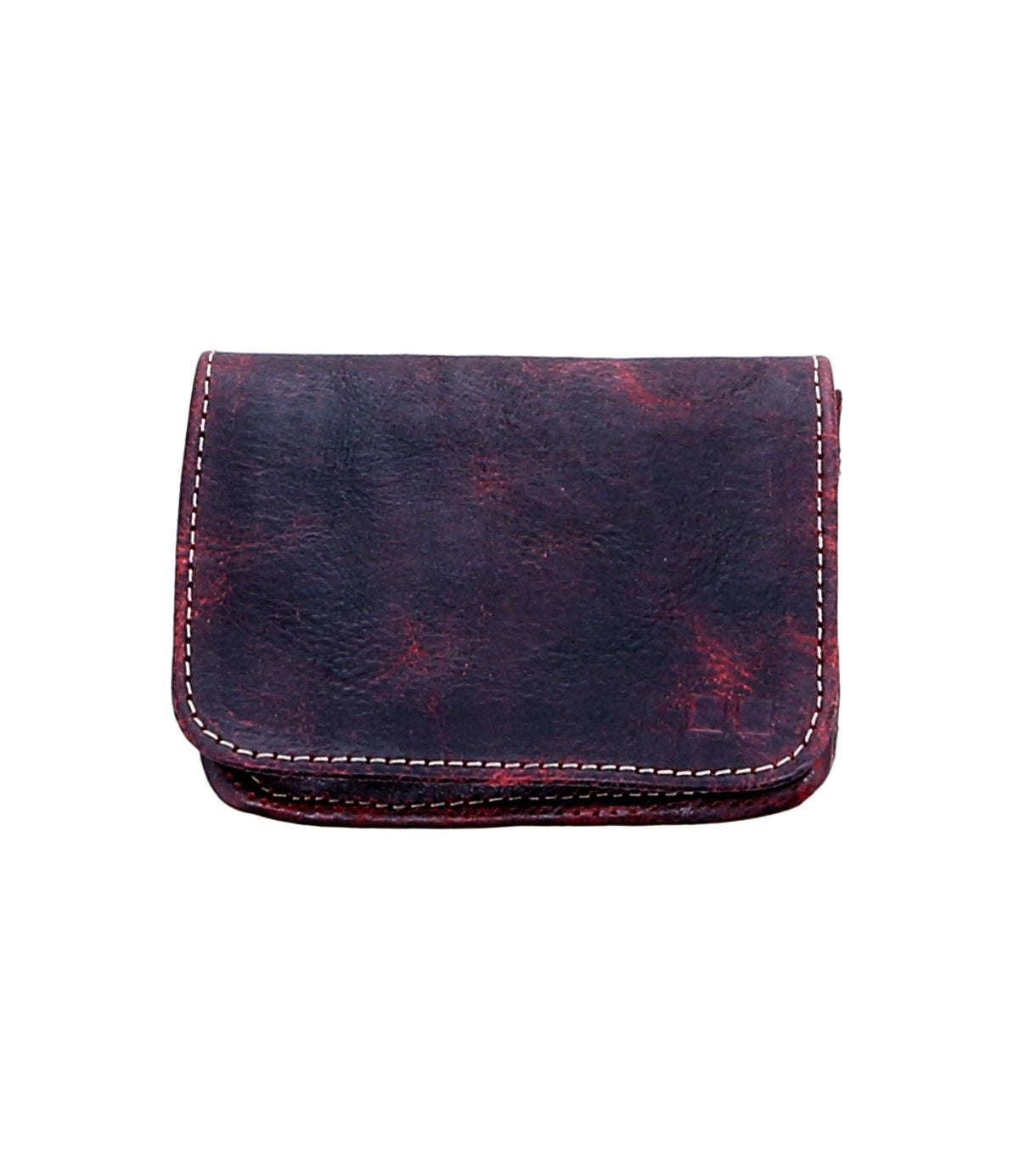 The Jeor by Bed Stu is a small, dark brown leather wallet with visible stitching and a simple, worn design, featuring credit card slots for added convenience.