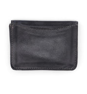 A black leather Jeor card holder on a white background. (Brand: Bed Stu)