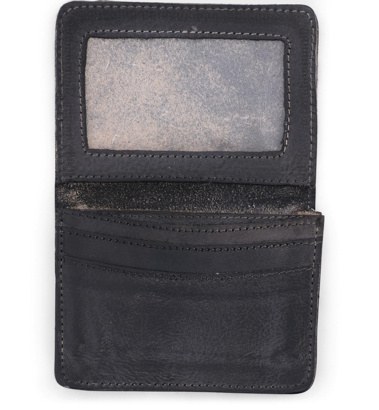A black leather Jeor wallet with a card holder by Bed Stu.