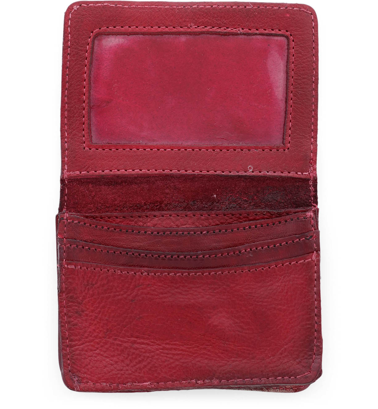 A Jeor red leather wallet on a white background by Bed Stu.