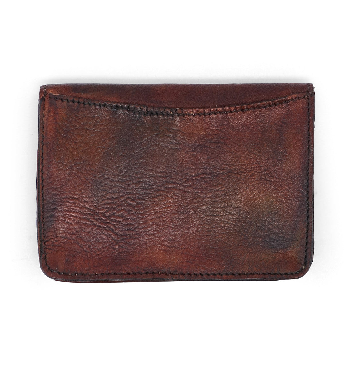 A brown leather Jeor card holder on a white background.