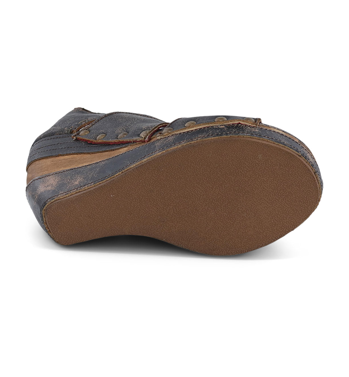 The back of a Bed Stu women's shoe with a brown sole.