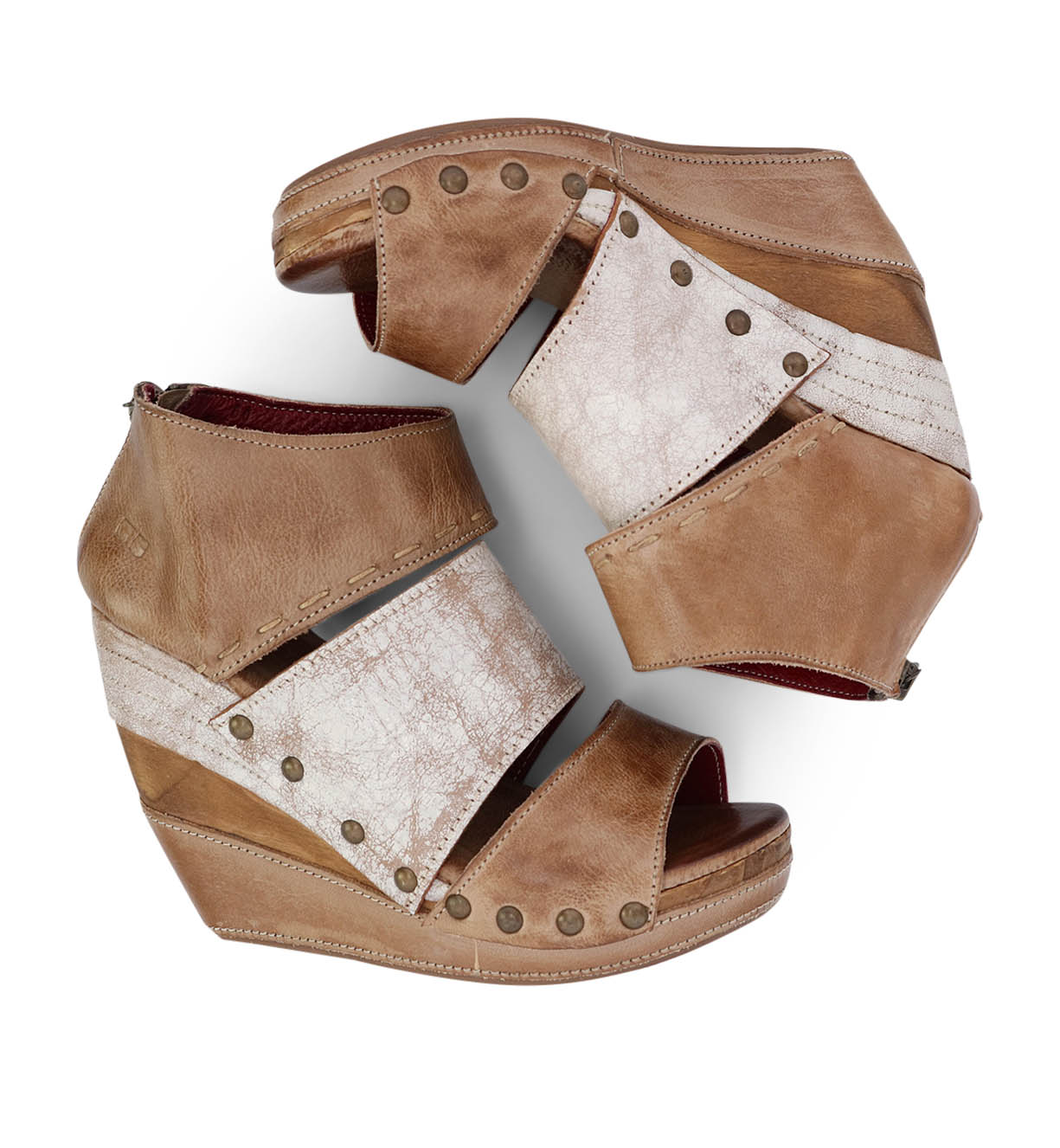 A pair of Jessie women's wedge sandals by Bed Stu on a white background.