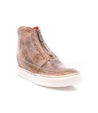 A convenient and comfortable Joyce by Bed Stu brown leather sneaker with a zipper on the side.