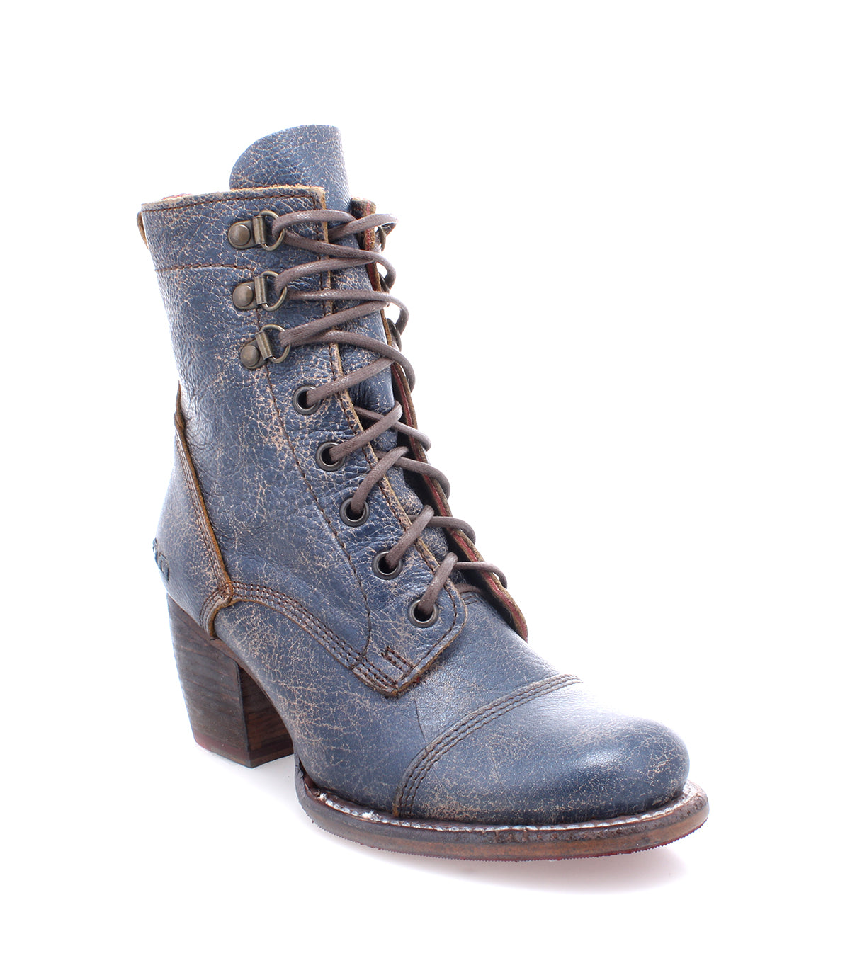 A women's Judgement boot by Bed Stu with laces.