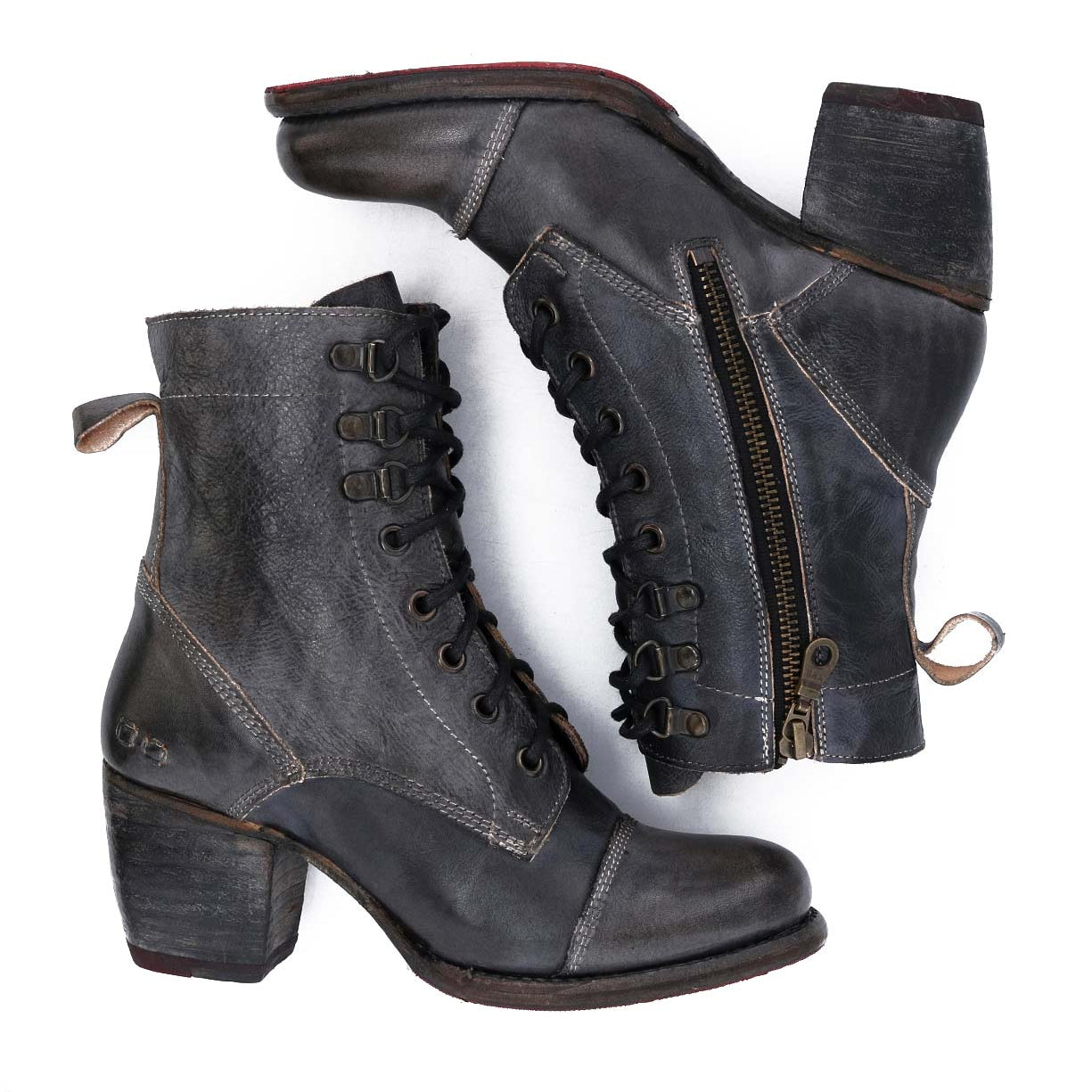 A pair of Bed Stu Judgement women's black leather ankle boots.