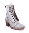 A women's grey ankle boot with laces called Judgement by Bed Stu.