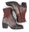 A pair of Bed Stu Judgement brown leather boots with a zipper on the side.