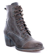 A women's brown ankle boot with laces called "Judgement" by Bed Stu.