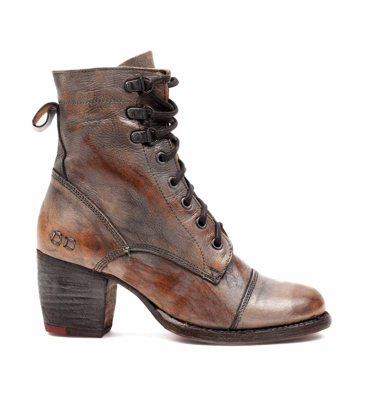 A women's brown leather ankle boot called Judgement by Bed Stu.