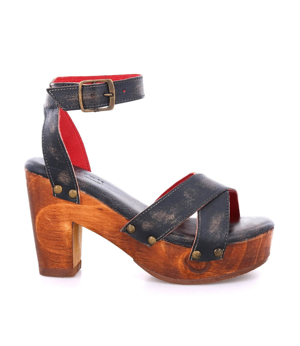 A women's Kalah sandal by Bed Stu with straps and wooden heel.